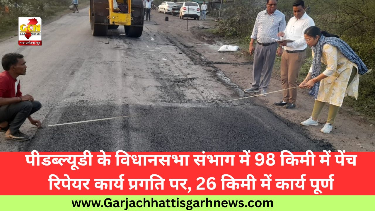 पीडब्ल्यूडी के विधानसभा संभाग में 98 किमी में पेंच रिपेयर कार्य प्रगति पर, 26 किमी में कार्य पूर्ण