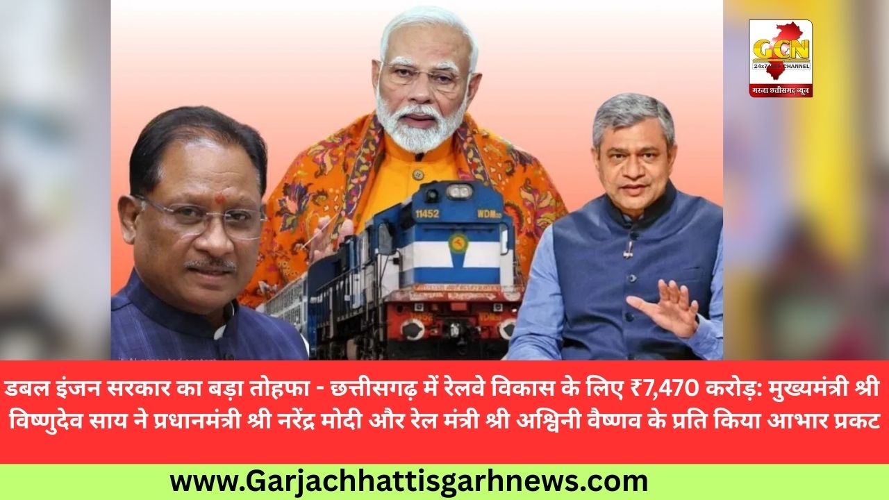 डबल इंजन सरकार का बड़ा तोहफा - छत्तीसगढ़ में रेलवे विकास के लिए ₹7,470 करोड़: मुख्यमंत्री श्री विष्णुदेव साय ने प्रधानमंत्री श्री नरेंद्र मोदी और रेल मंत्री श्री अश्विनी वैष्णव के प्रति किया आभार प्रकट