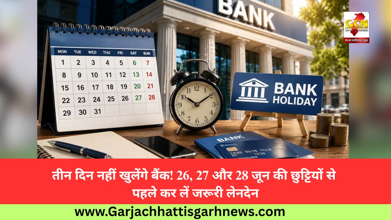 तीन दिन नहीं खुलेंगे बैंक! 26, 27 और 28 जून की छुट्टियों से पहले कर लें जरूरी लेनदेन तीन दिन नहीं खुलेंगे बैंक! 26, 27 और 28 जून की छुट्टियों से पहले कर लें जरूरी लेनदेन