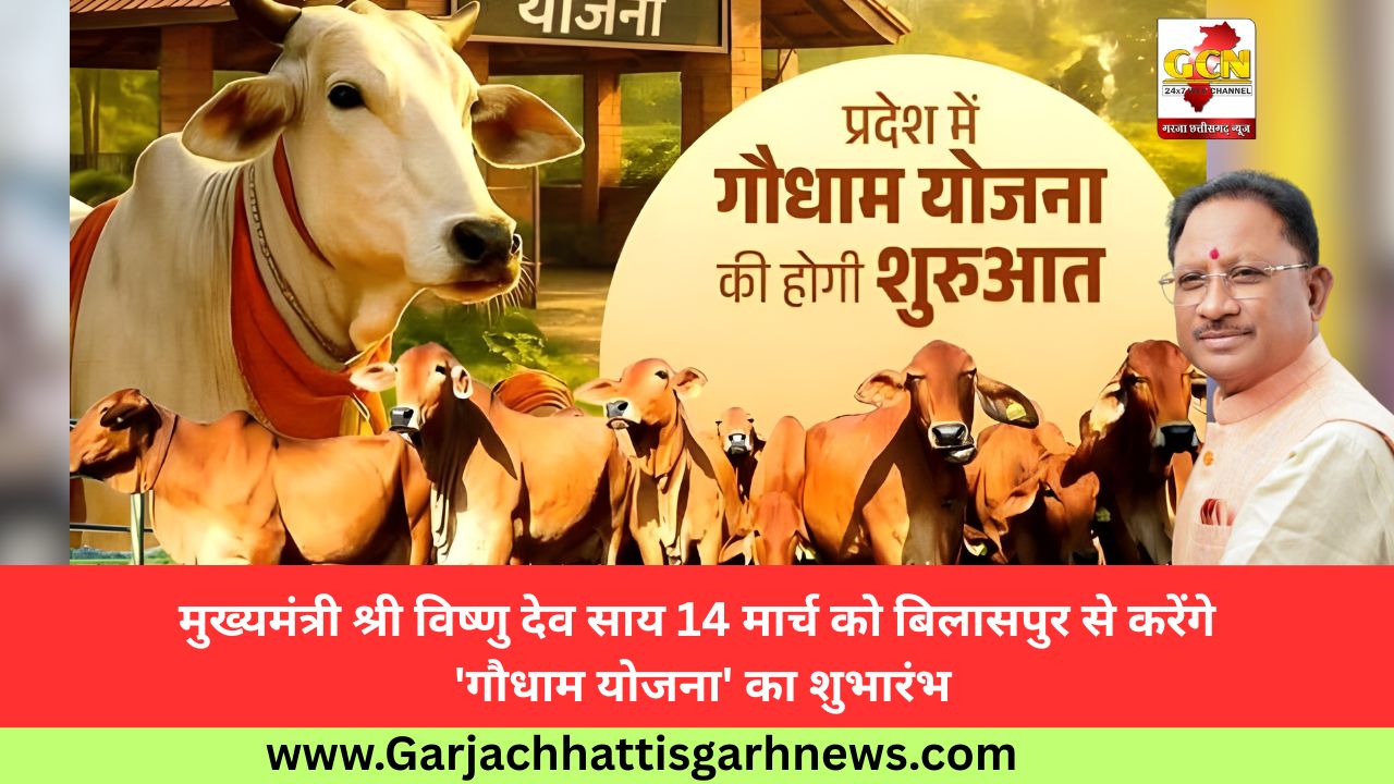 मुख्यमंत्री श्री विष्णु देव साय 14 मार्च को बिलासपुर से करेंगे 'गौधाम योजना' का शुभारंभ