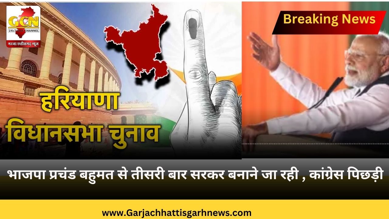 भाजपा प्रचंड बहुमत से तीसरी बार सरकर बनाने जा रही , कांग्रेस पिछड़ी